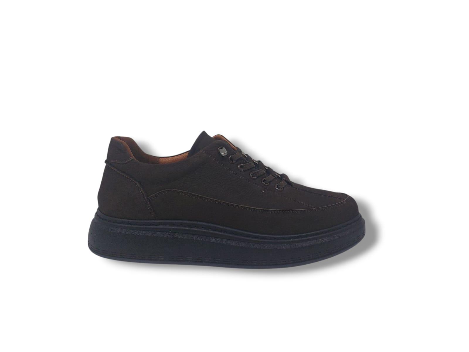 Modesa 265 Erkek Koyu Kahve Crazy Deri Lastik Bağcıklı Poli Taban ( Hafif ) Ayakkabı