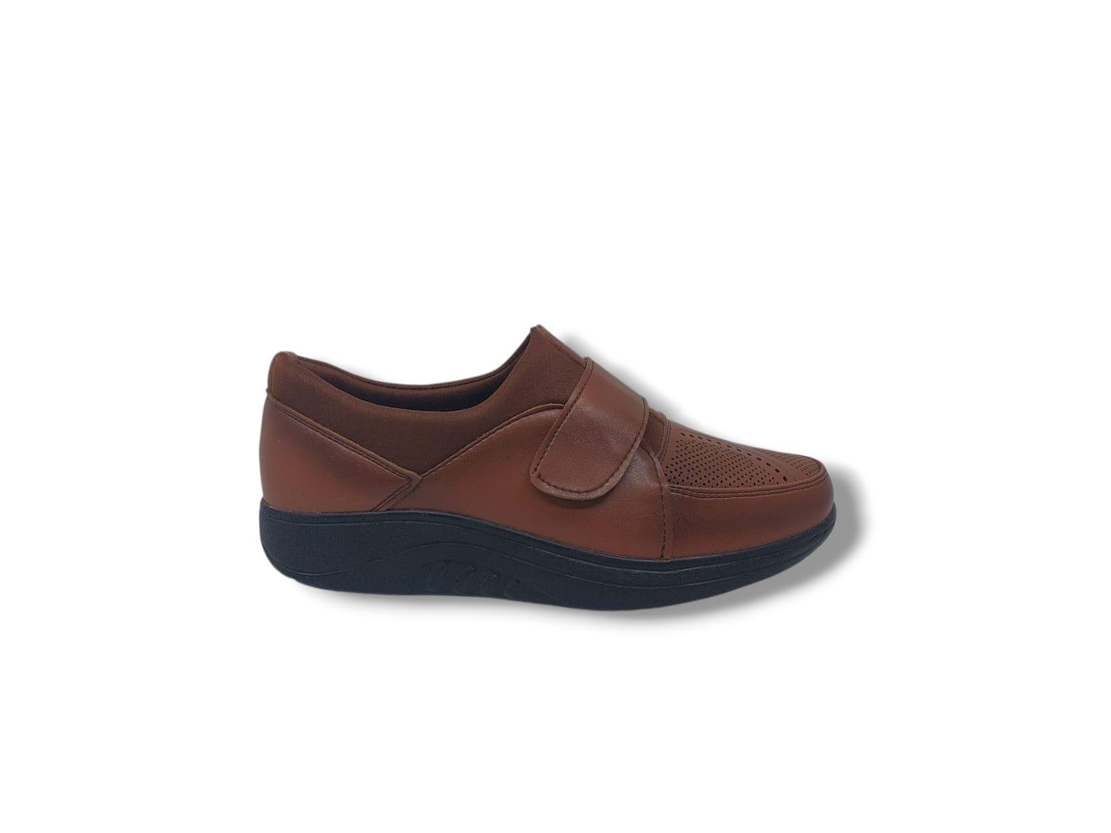 Zerhan 701 Kadın Taba Cırtlı Çorap Model Jel Topuk Tabanlı Dolgu Taban Komfort Ayakkabı