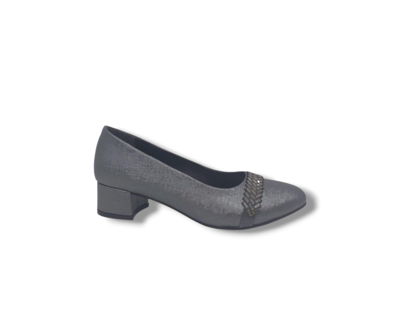 Zerhan 730 Kadın Platin Pırıltılı Taşlı Alçak Topuklu Ayakkabı